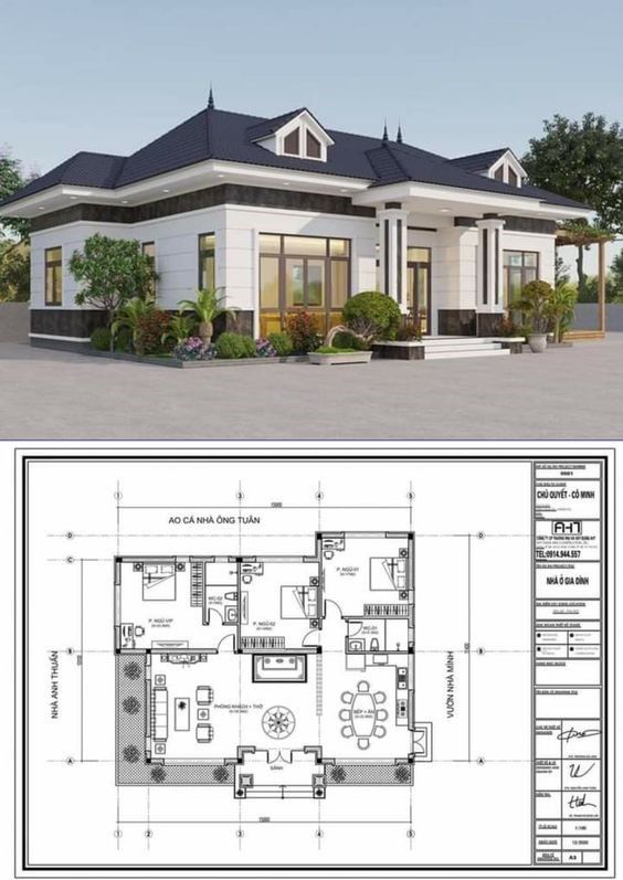 Thiết kế nhà cấp 4 mái thái